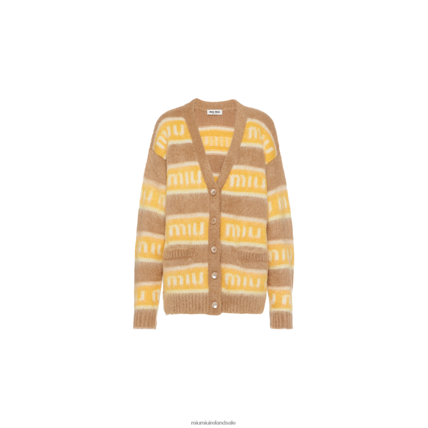 IE Miu MiuReady To Wear Oversized Mohair Cardigan Camel Brown XJN62J815