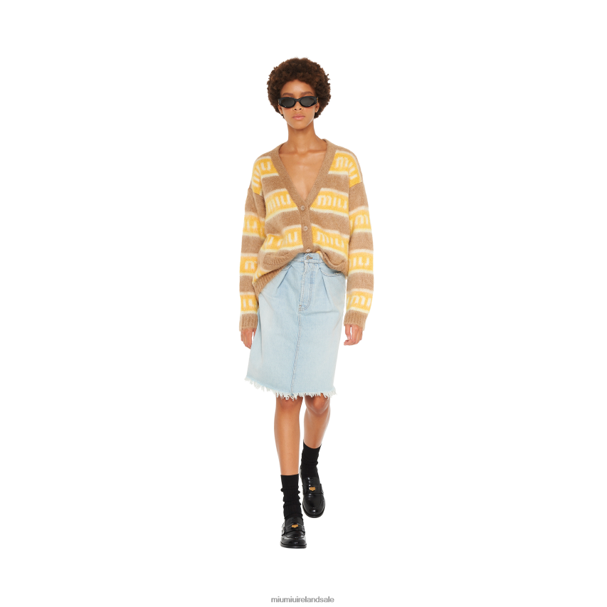 IE Miu MiuReady To Wear Oversized Mohair Cardigan Camel Brown XJN62J815