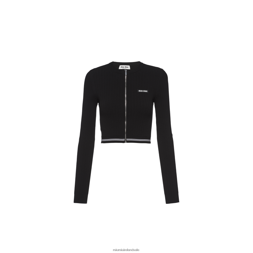 IE Miu MiuReady To Wear Viscose Sweater Black XJN62J730