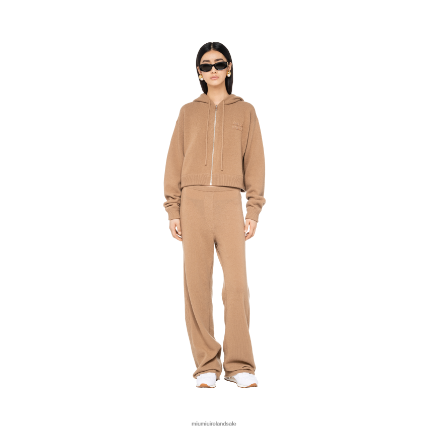 IE Miu MiuReady To Wear Wool And Cashmere Hoodie Camel Brown XJN62J812