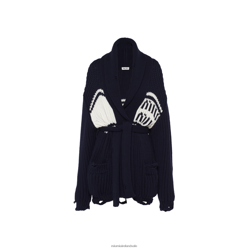 IE Miu MiuReady To Wear Wool Cardigan Navy XJN62J766