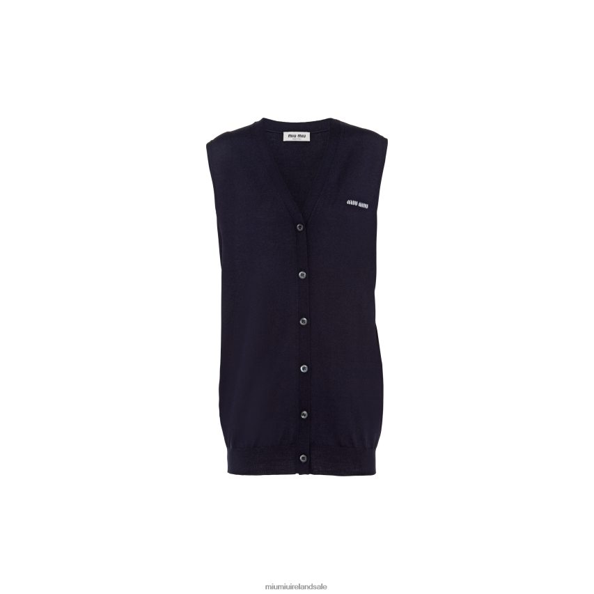 IE Miu MiuReady To Wear Wool Sweater Vest Navy XJN62J736