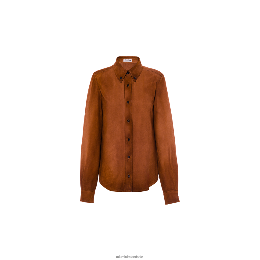 IE Miu MiuReady To Wear Leather Shirt Cinnamon XJN62J572