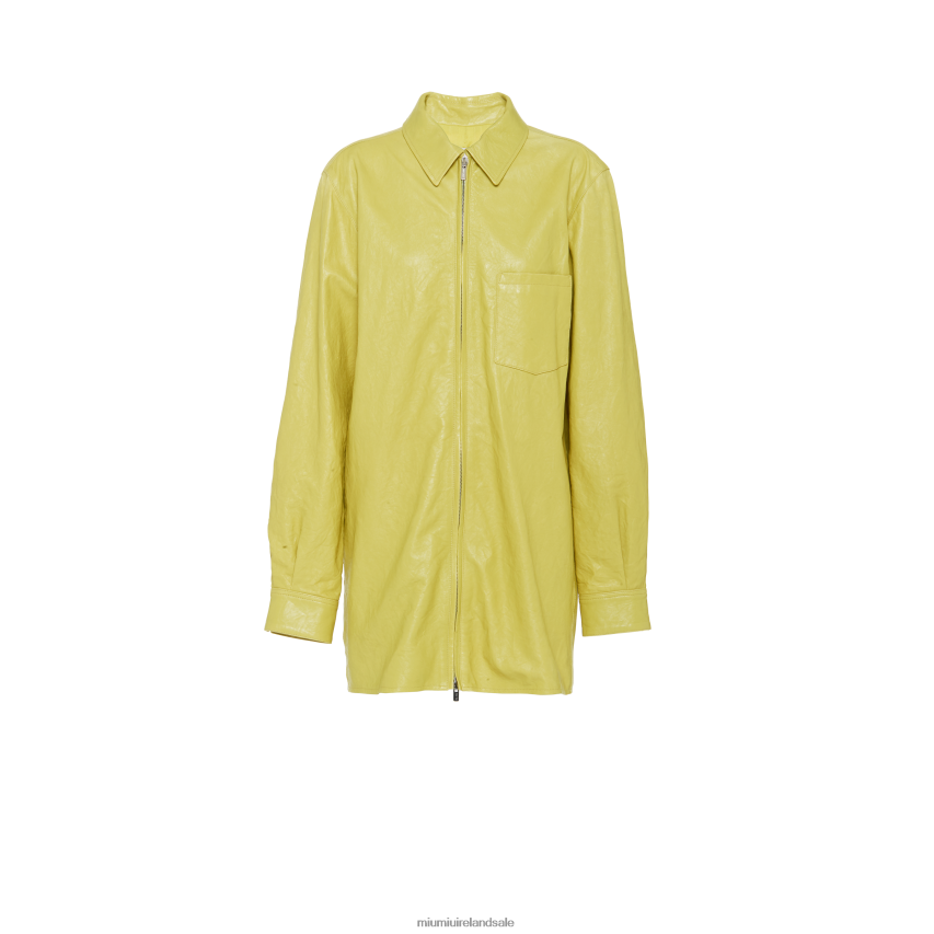 IE Miu MiuReady To Wear Nappa Leather Shirt Citron Yellow XJN62J556
