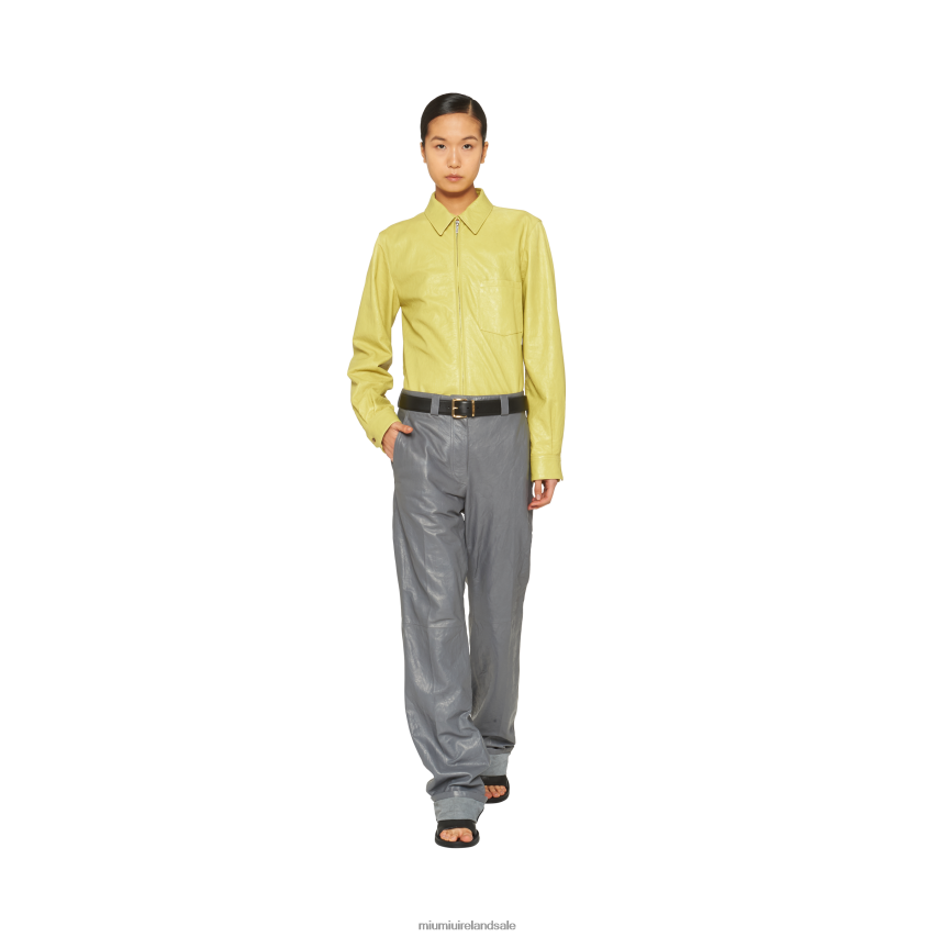 IE Miu MiuReady To Wear Nappa Leather Shirt Citron Yellow XJN62J556
