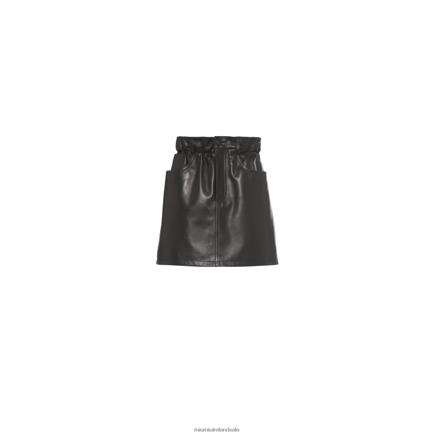 IE Miu MiuReady To Wear Nappa Leather Skirt Black XJN62J569