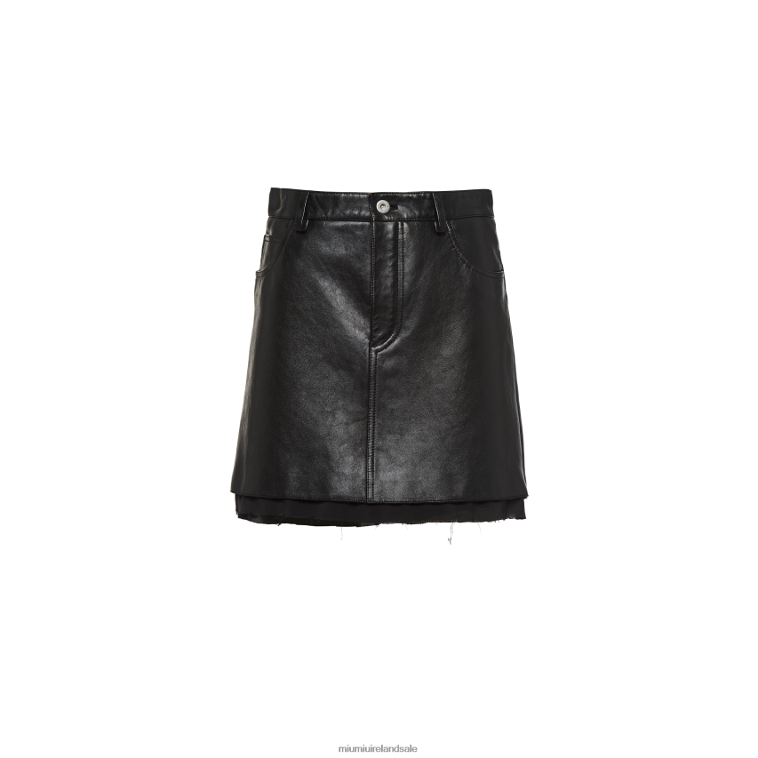 IE Miu MiuReady To Wear Nappa-leather Miniskirt Black XJN62J564