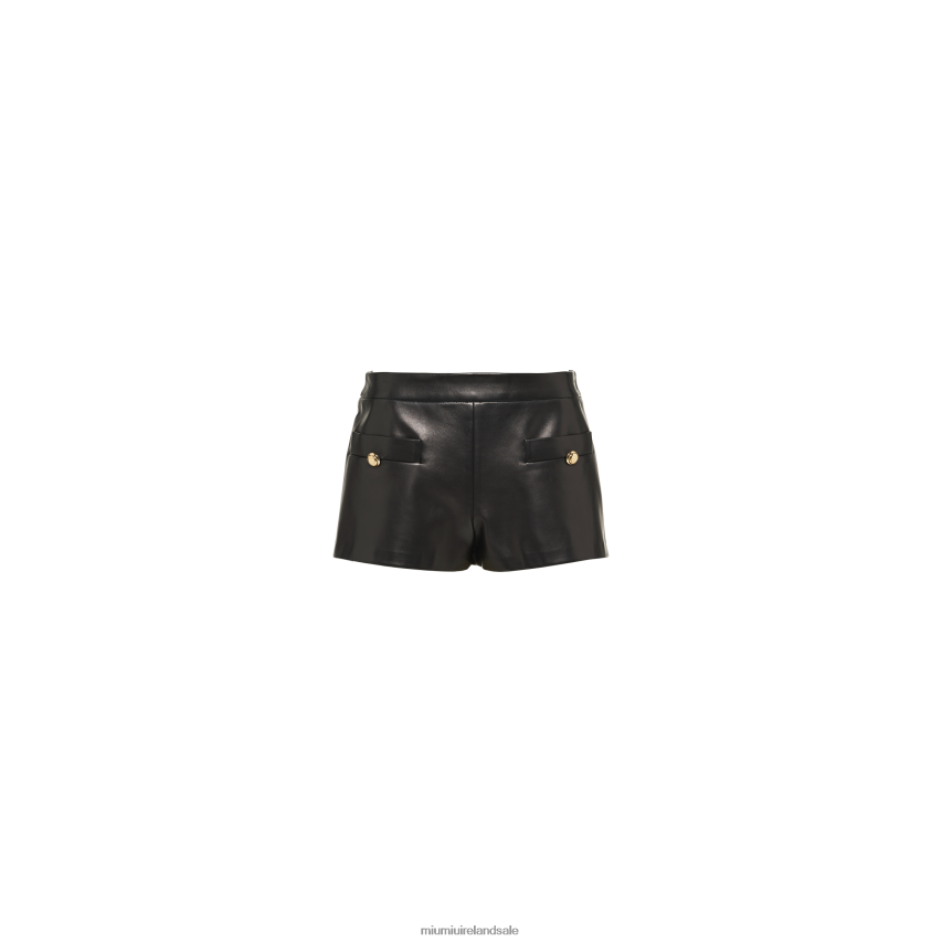 IE Miu MiuReady To Wear Nappa-leather Shorts Black XJN62J565