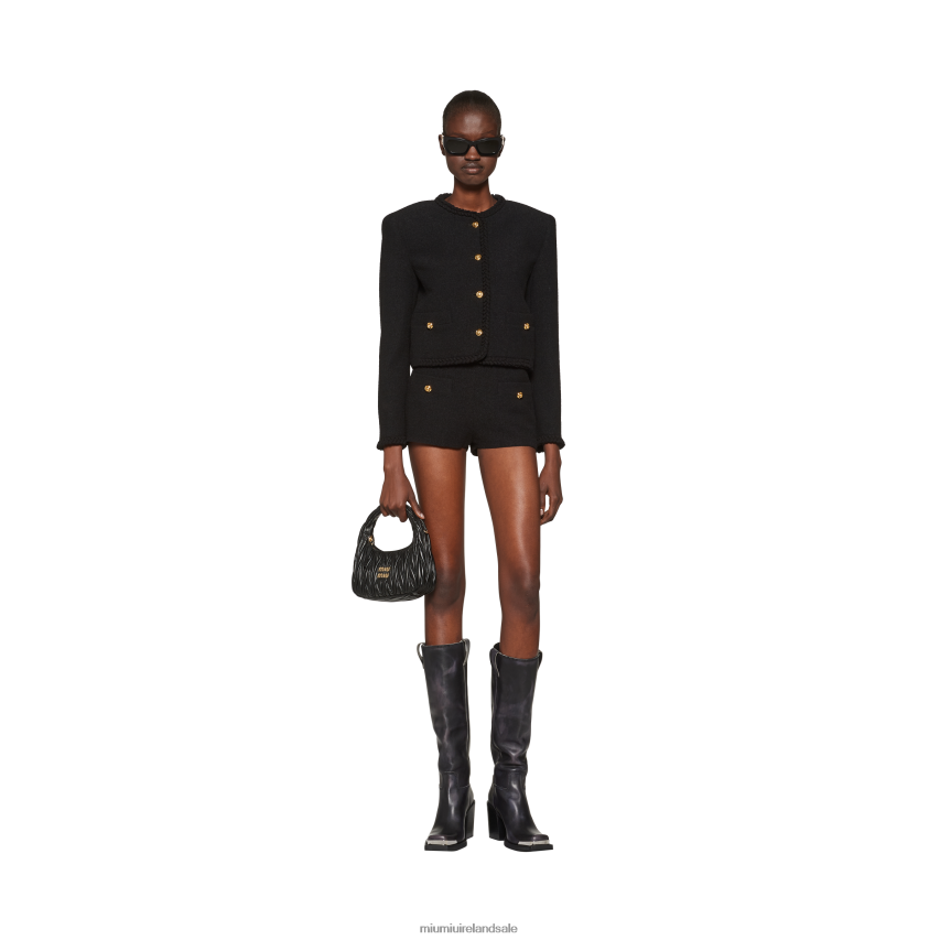 IE Miu MiuReady To Wear Boucle Shorts Black XJN62J983