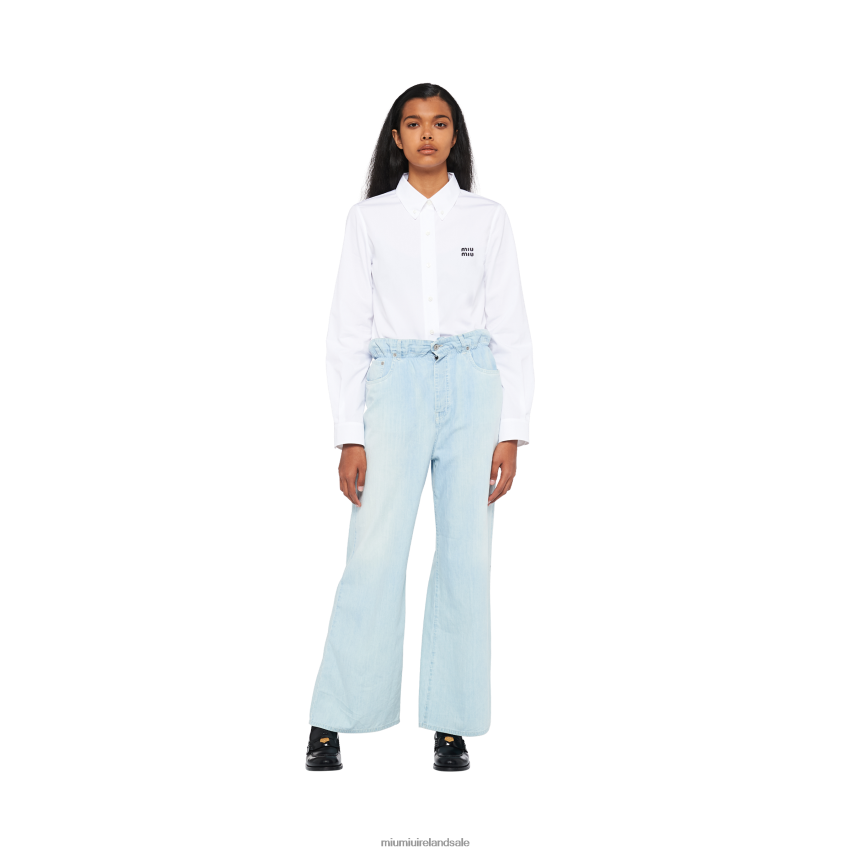 IE Miu MiuReady To Wear Chambray Denim Pants Sapphire Blue XJN62J1005