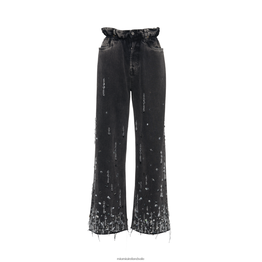 IE Miu MiuReady To Wear Denim Pants Black XJN62J978