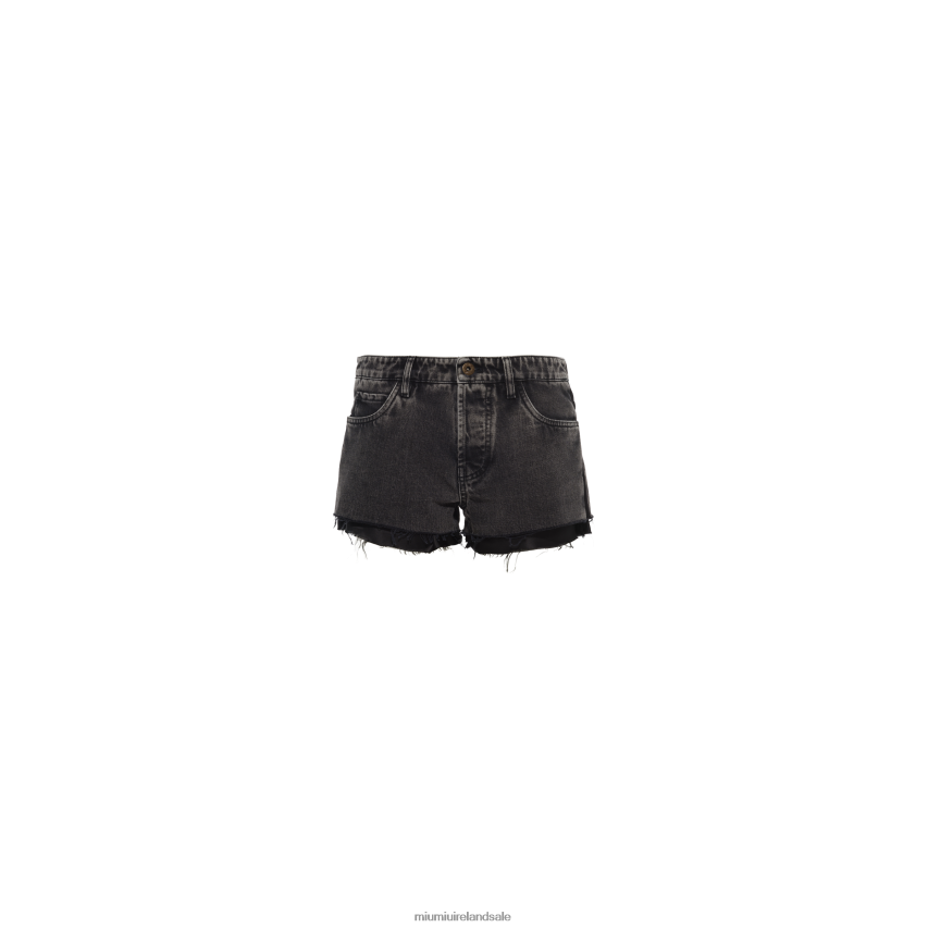IE Miu MiuReady To Wear Denim Shorts Black XJN62J970