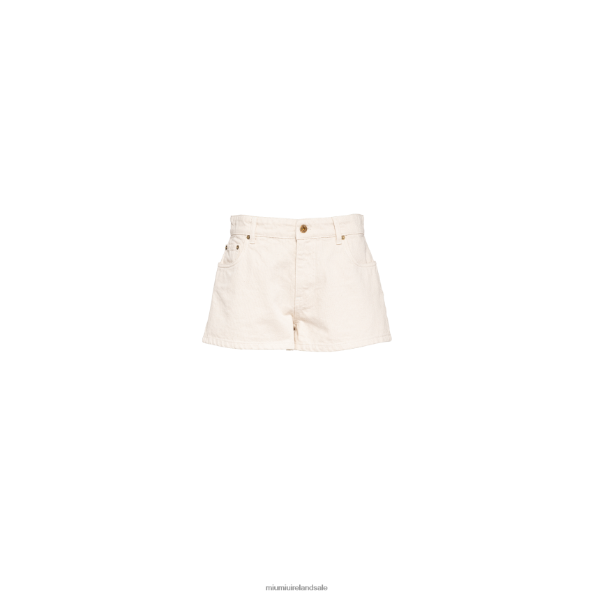 IE Miu MiuReady To Wear Denim Shorts Ecru XJN62J938