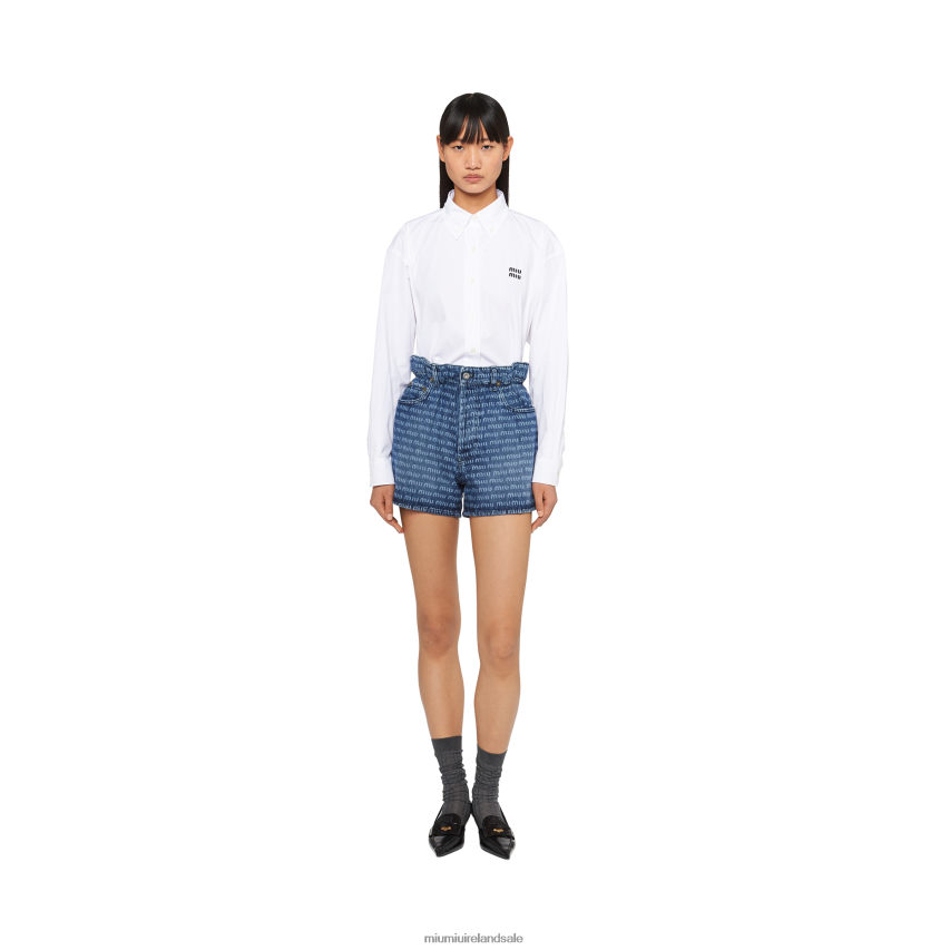 IE Miu MiuReady To Wear Denim Shorts Navy XJN62J948