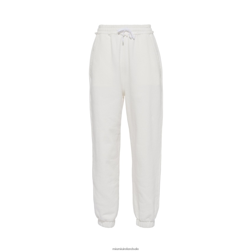 IE Miu MiuReady To Wear Embroidered Cotton Pants White XJN62J980