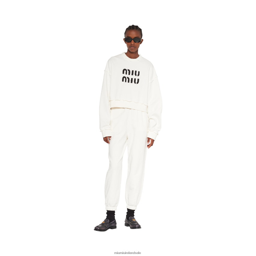 IE Miu MiuReady To Wear Embroidered Cotton Pants White XJN62J980