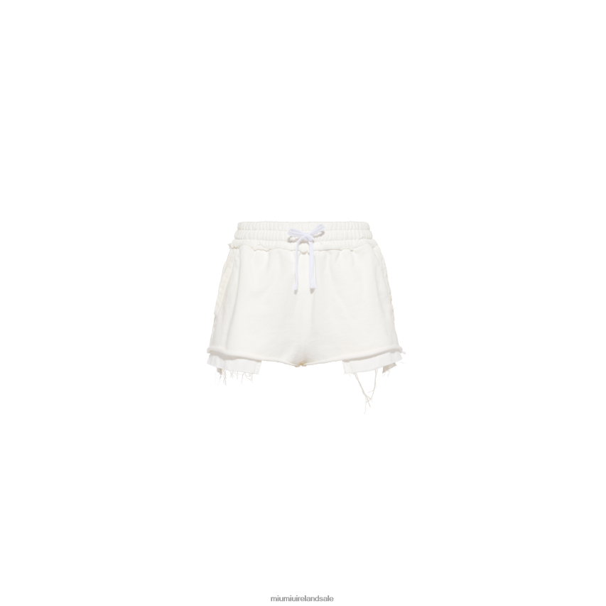 IE Miu MiuReady To Wear Embroidered Cotton Shorts White XJN62J981