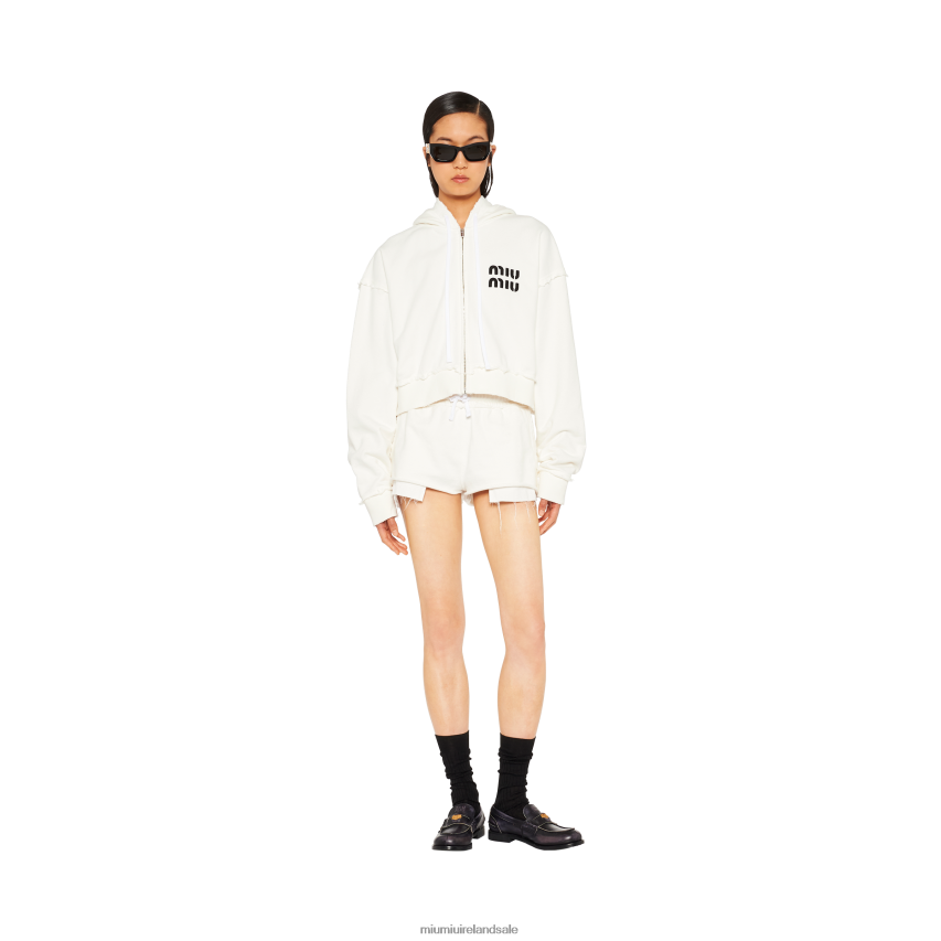 IE Miu MiuReady To Wear Embroidered Cotton Shorts White XJN62J981