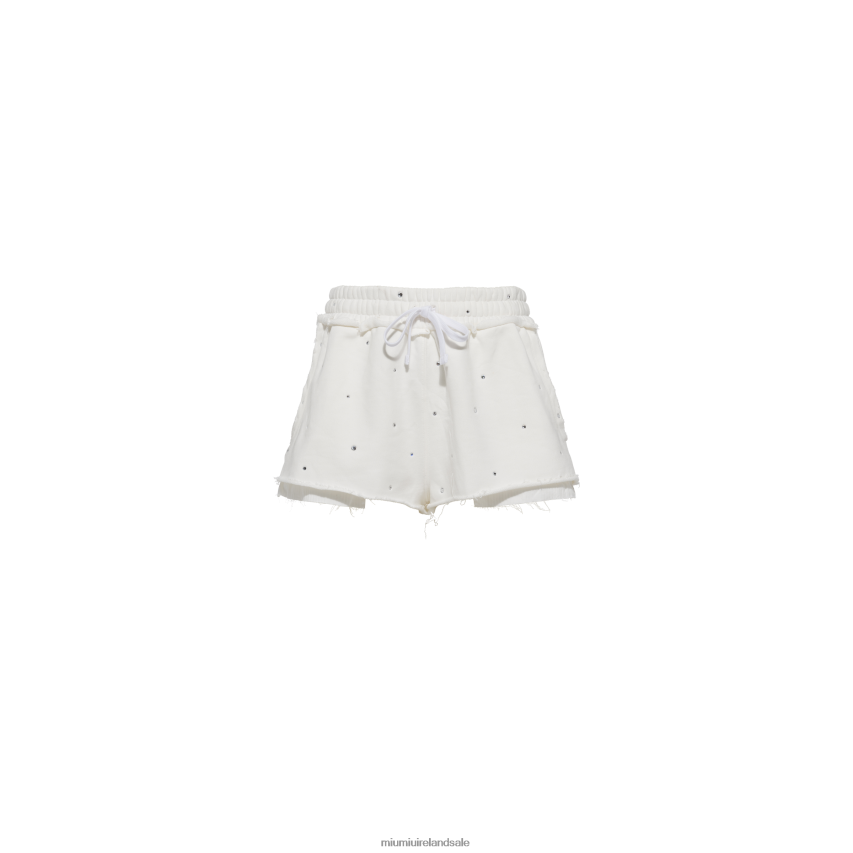 IE Miu MiuReady To Wear Embroidered Cotton Shorts White XJN62J982