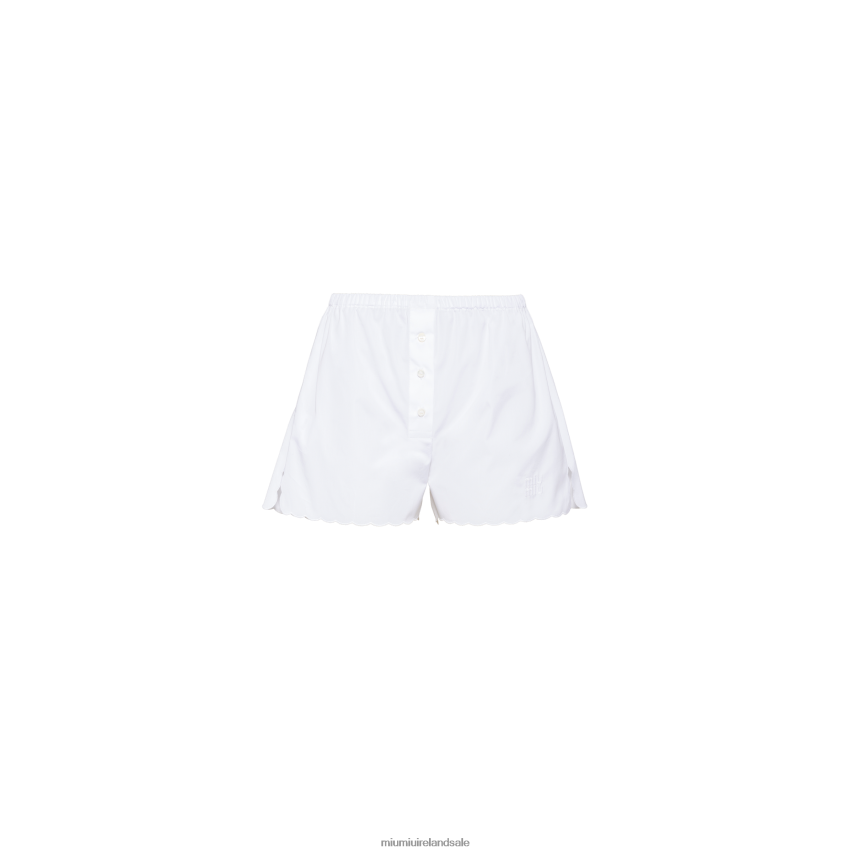 IE Miu MiuReady To Wear Embroidered Poplin Boxers White XJN62J1021