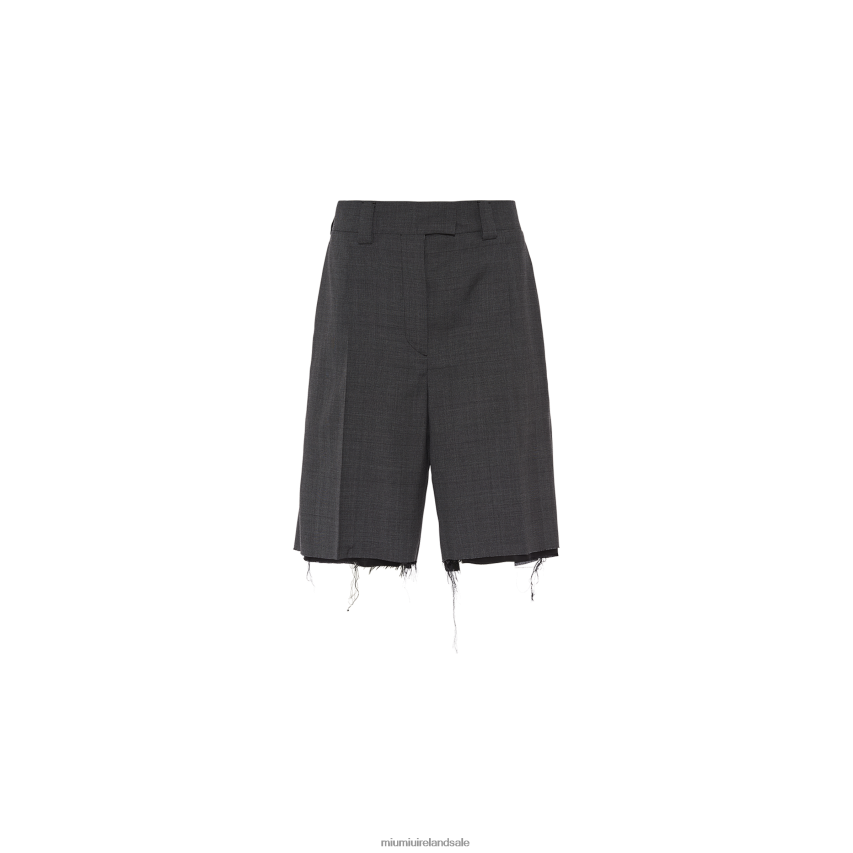 IE Miu MiuReady To Wear Embroidered Prince Of Wales Check Bermudas Slate Gray XJN62J1009