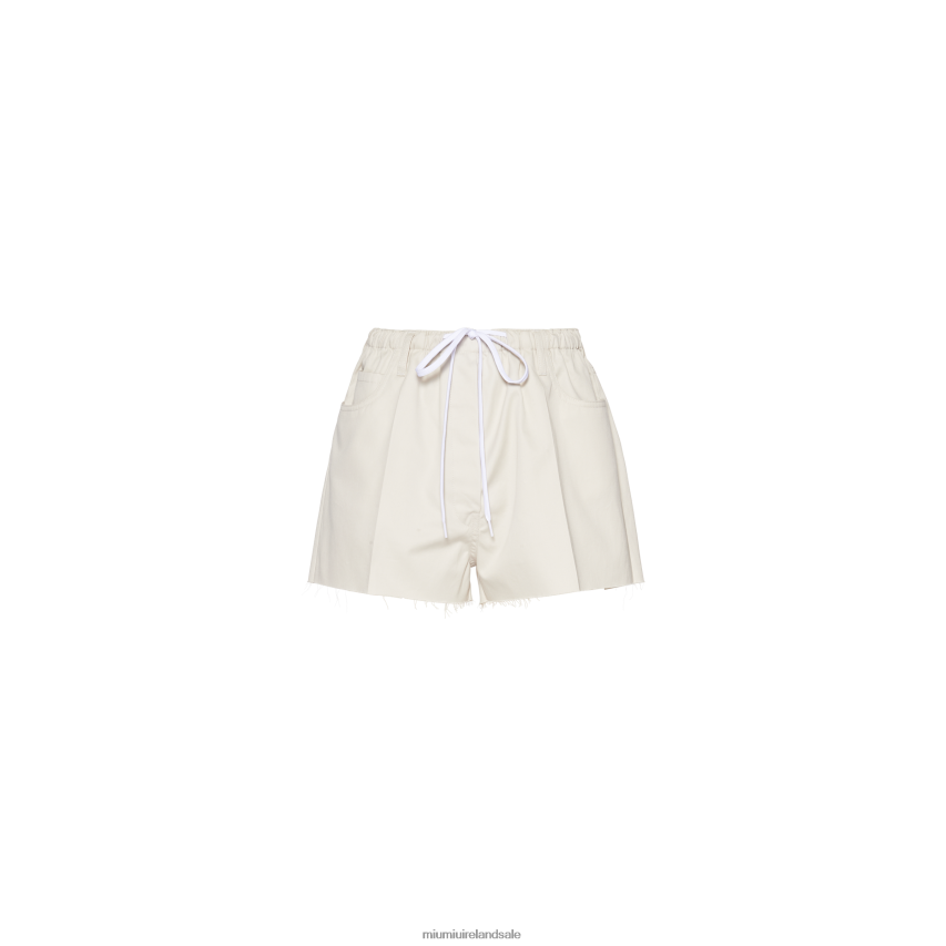 IE Miu MiuReady To Wear Gabardine Bermudas Limestone XJN62J954
