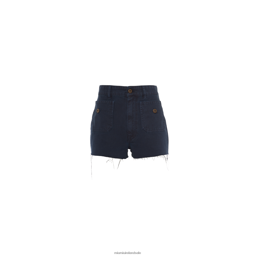 IE Miu MiuReady To Wear Garment-dyed Drill Bermudas Navy XJN62J969