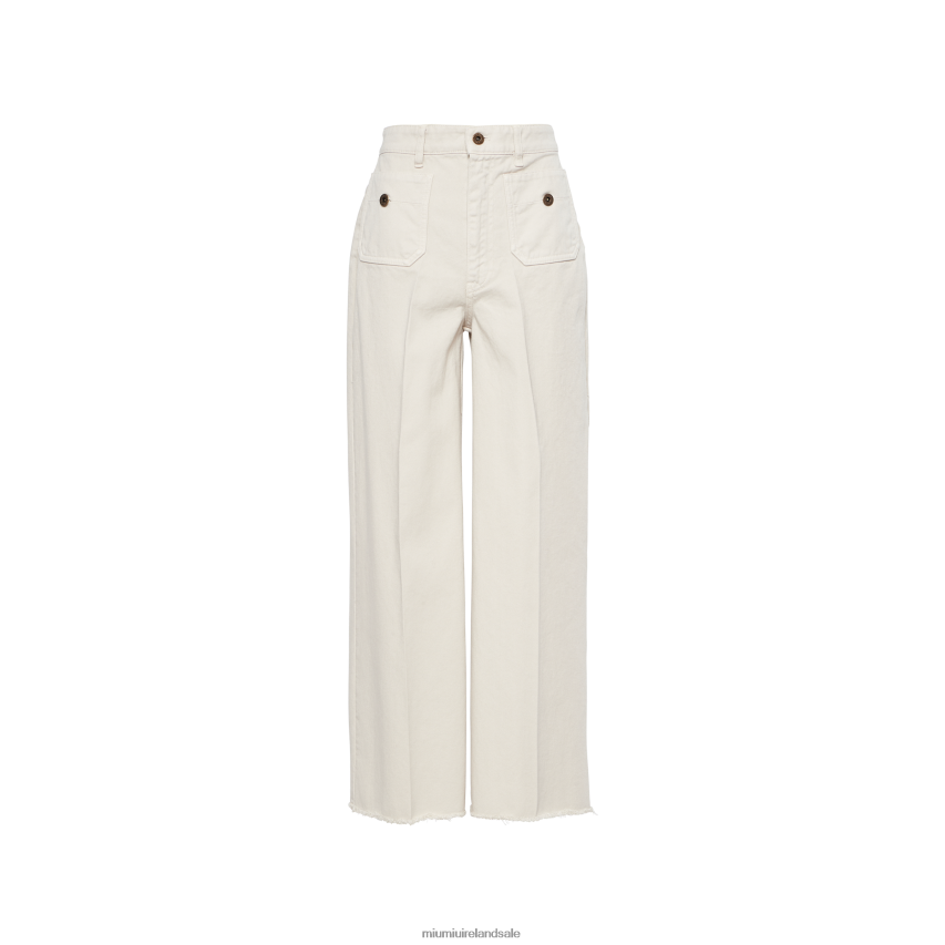IE Miu MiuReady To Wear Garment-dyed Drill Pants Chalk White XJN62J968