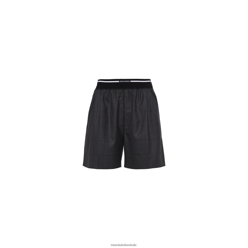 IE Miu MiuReady To Wear Glen Plaid Bermuda Shorts Slate Gray XJN62J990