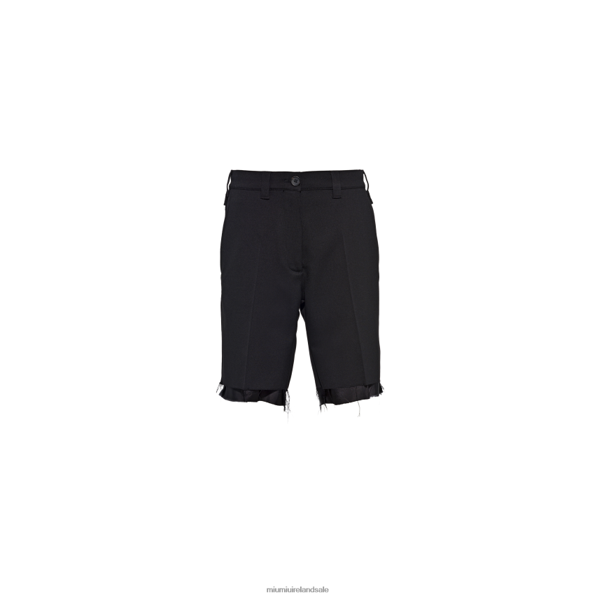 IE Miu MiuReady To Wear Grain De Poudre Bermuda Shorts Black XJN62J977