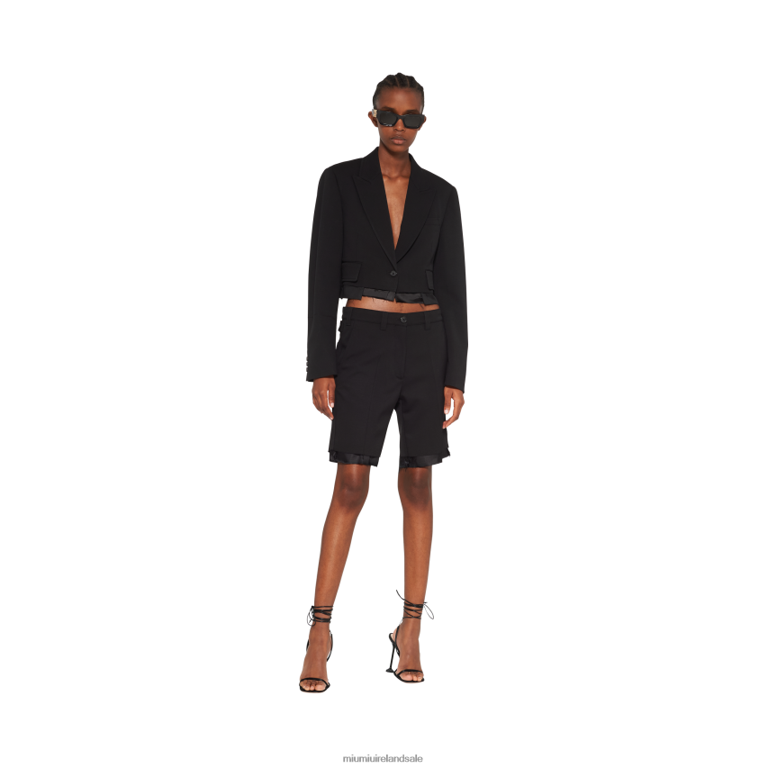 IE Miu MiuReady To Wear Grain De Poudre Bermuda Shorts Black XJN62J977