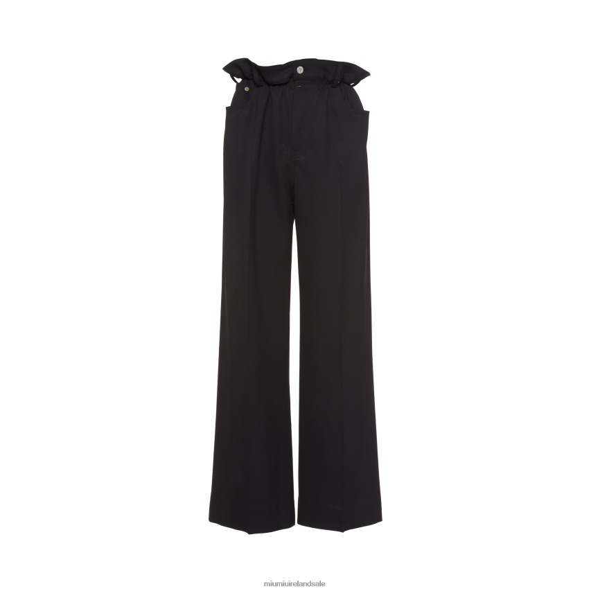 IE Miu MiuReady To Wear Grain De Poudre Pants Black XJN62J999