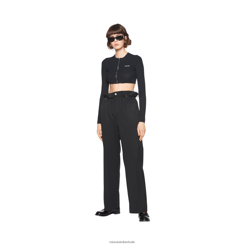 IE Miu MiuReady To Wear Grain De Poudre Pants Black XJN62J999