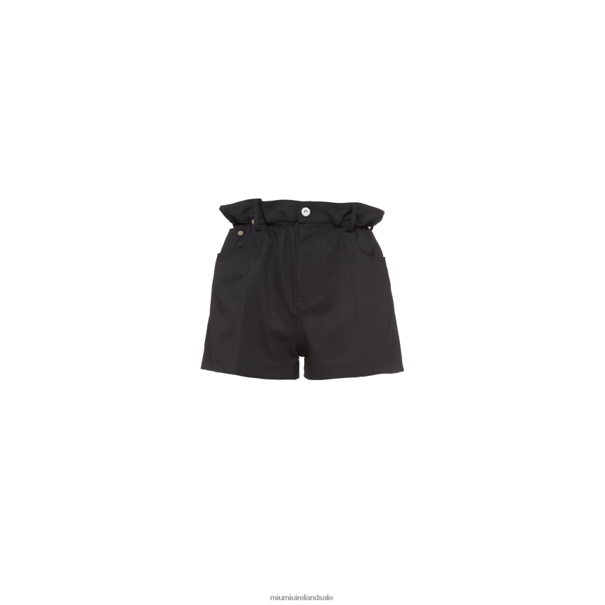 IE Miu MiuReady To Wear Grain De Poudre Shorts Black XJN62J998