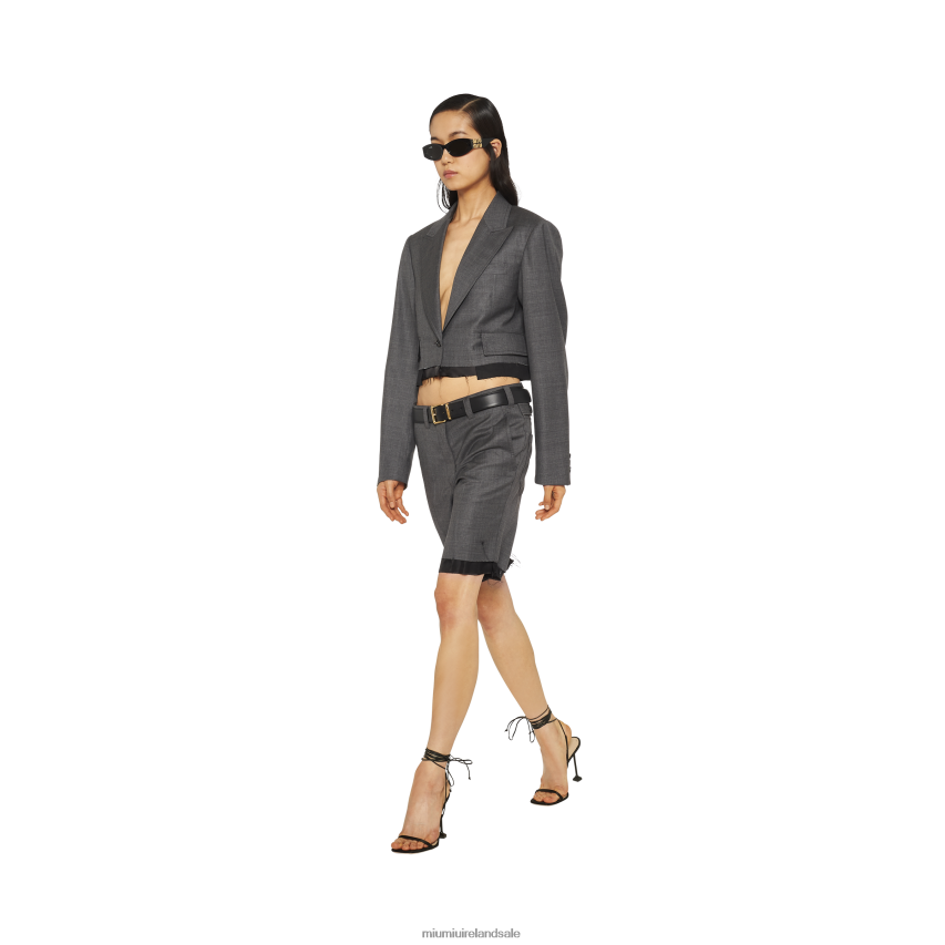 IE Miu MiuReady To Wear Grisaille Bermuda Shorts Slate Gray XJN62J976