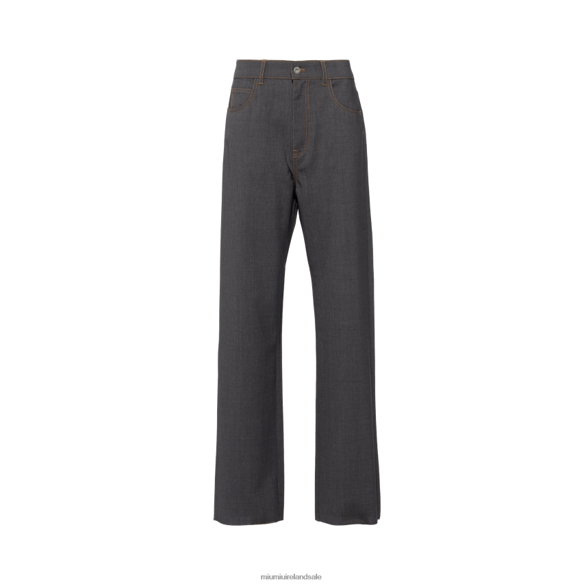 IE Miu MiuReady To Wear Light Wool Pants Slate Gray XJN62J957
