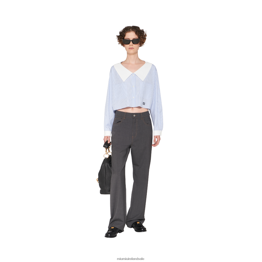 IE Miu MiuReady To Wear Light Wool Pants Slate Gray XJN62J957