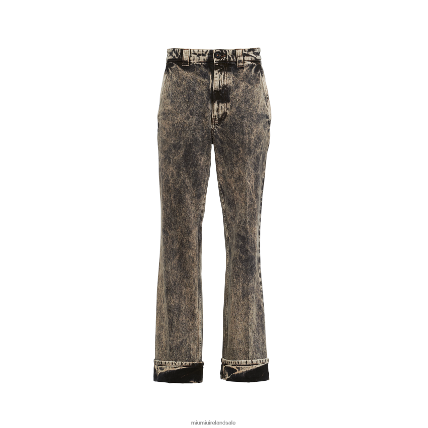 IE Miu MiuReady To Wear Marbleized Denim Jeans Black XJN62J944