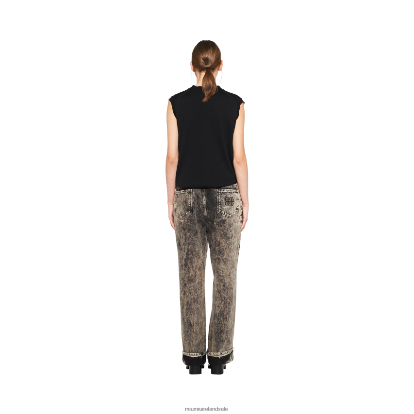 IE Miu MiuReady To Wear Marbleized Denim Jeans Black XJN62J944