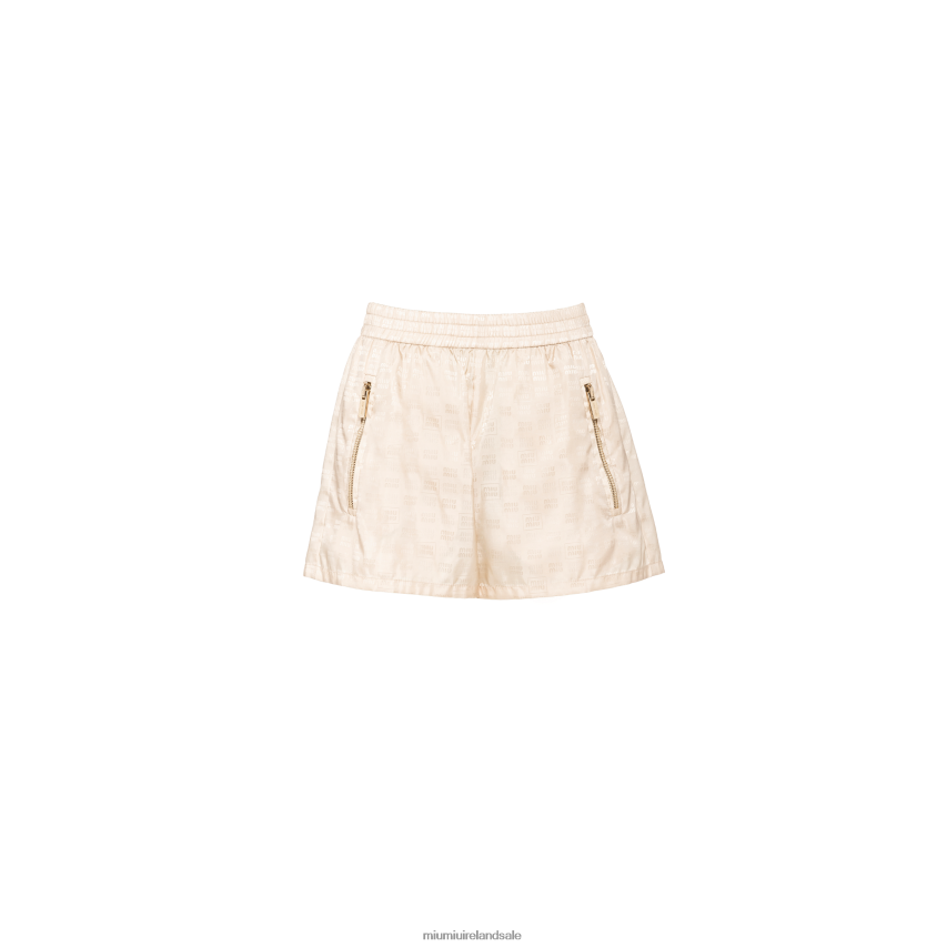 IE Miu MiuReady To Wear Nylon Shorts With Logo Desert Beige XJN62J942