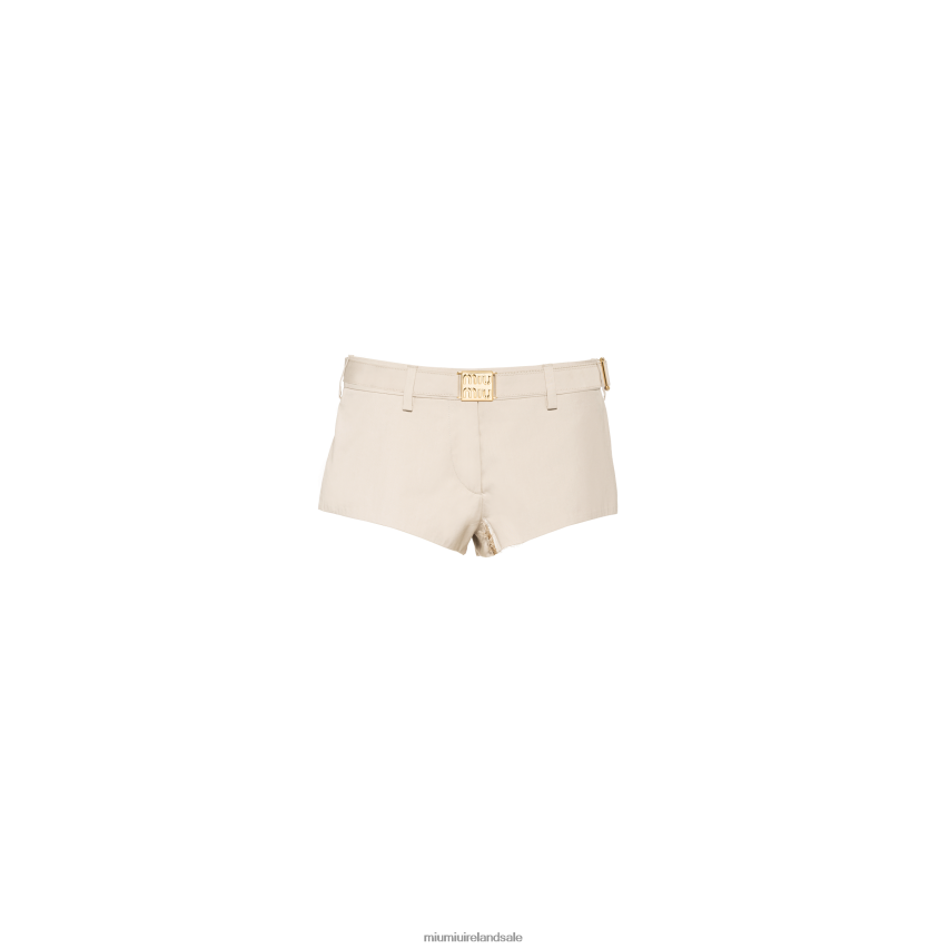 IE Miu MiuReady To Wear Panama Cotton Shorts Limestone XJN62J939
