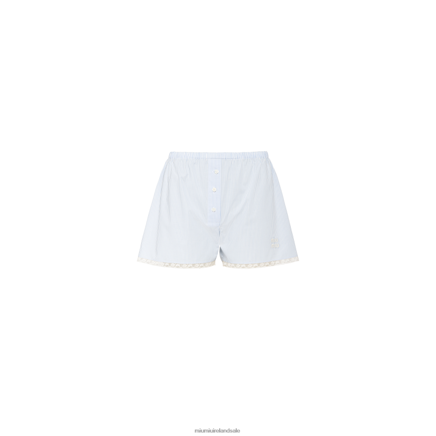 IE Miu MiuReady To Wear Poplin Boxer Shorts White/Light Blue XJN62J1020