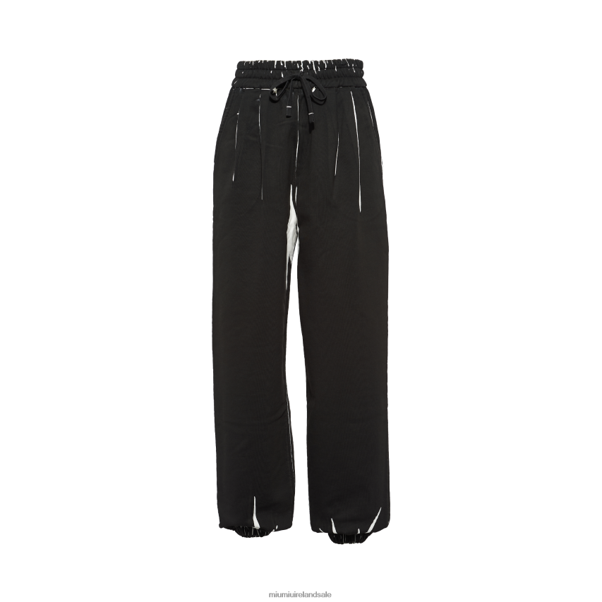 IE Miu MiuReady To Wear Printed Cotton Fleece Joggers Black XJN62J952