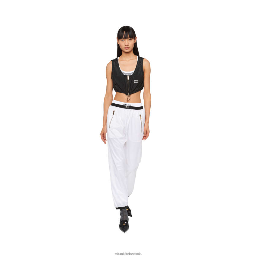 IE Miu MiuReady To Wear Technical Silk Joggers White XJN62J955