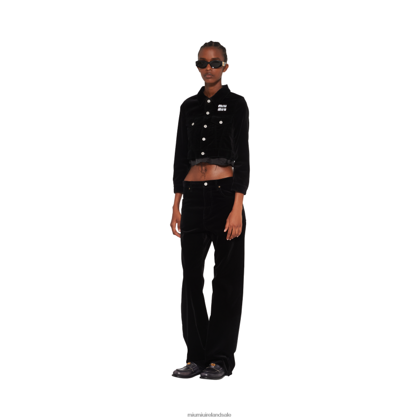 IE Miu MiuReady To Wear Washed Velvet Pants Black XJN62J984