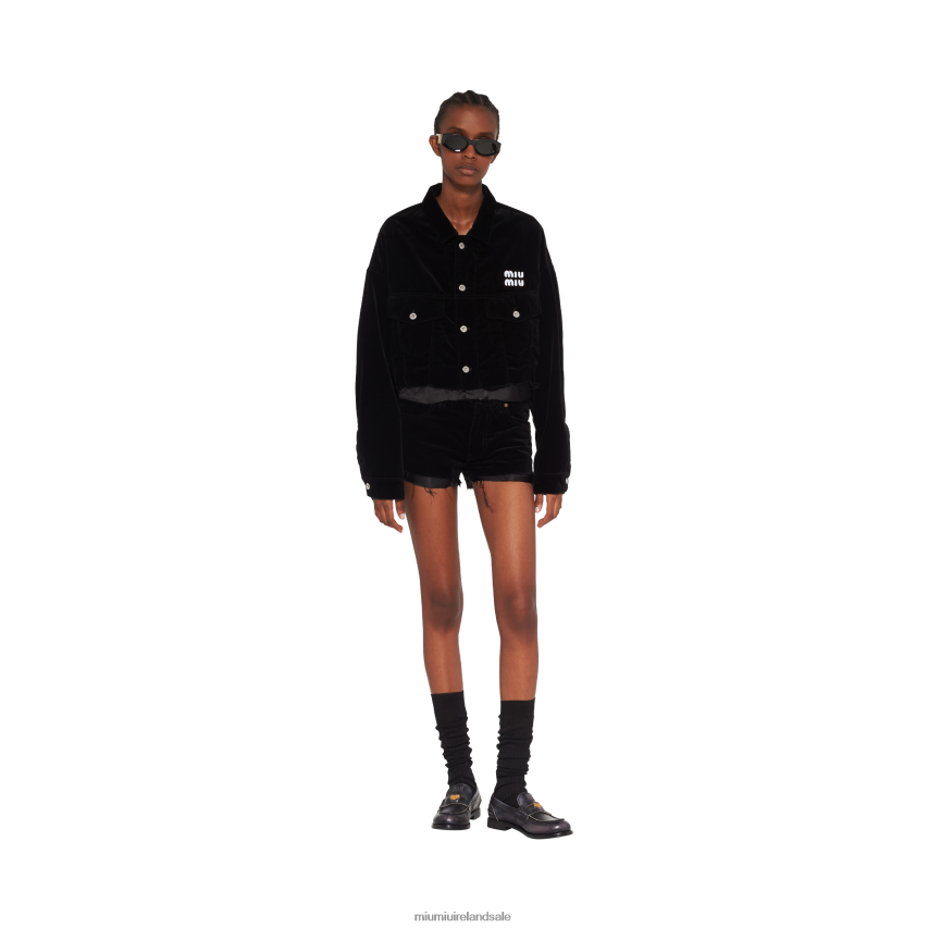 IE Miu MiuReady To Wear Washed Velvet Shorts Black XJN62J985