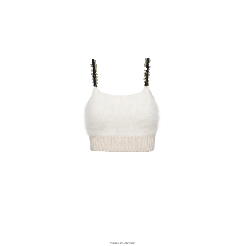 IE Miu MiuReady To Wear Angora And Silk Crop Top White XJN62J628