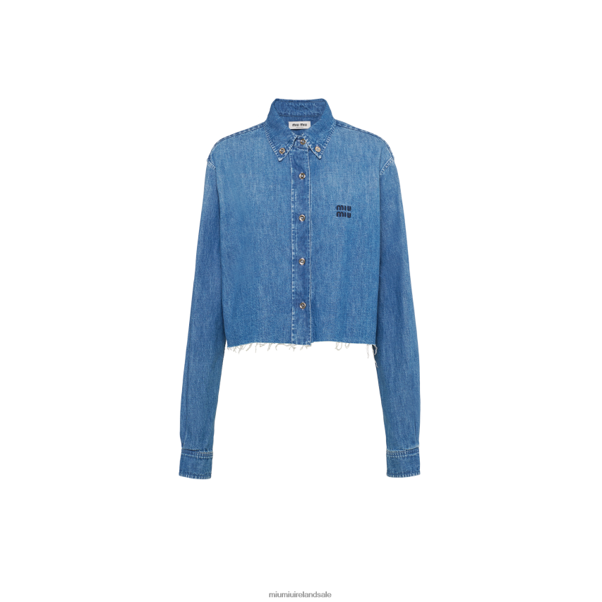 IE Miu MiuReady To Wear Chambray Shirt Sapphire Blue XJN62J584