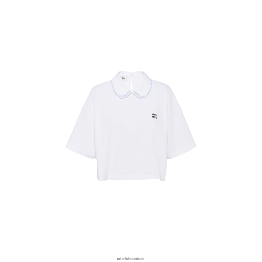 IE Miu MiuReady To Wear Cotton Crop Top White XJN62J720