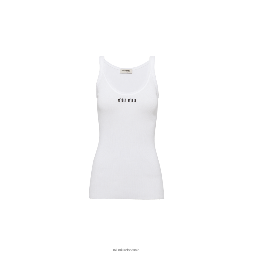 IE Miu MiuReady To Wear Cotton Knit Tank Top White XJN62J747